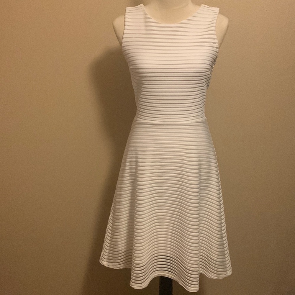 This dress is from White and Black size 2. The dress I a midi dress color white.